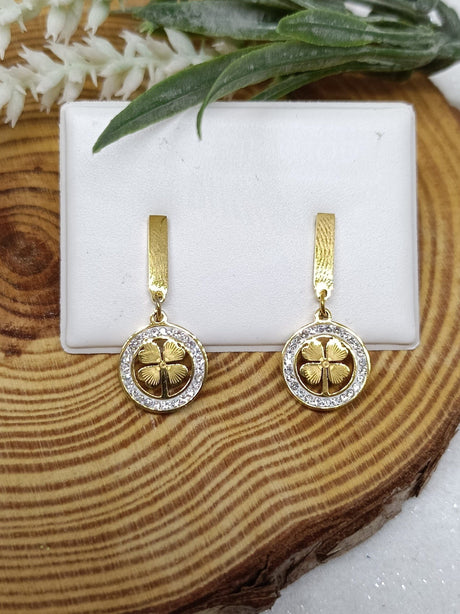 Pendientes acero trébol 1