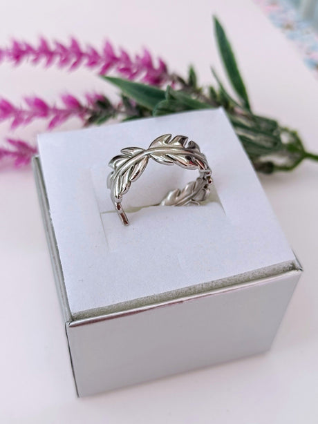 Anillo acero hiedra 1