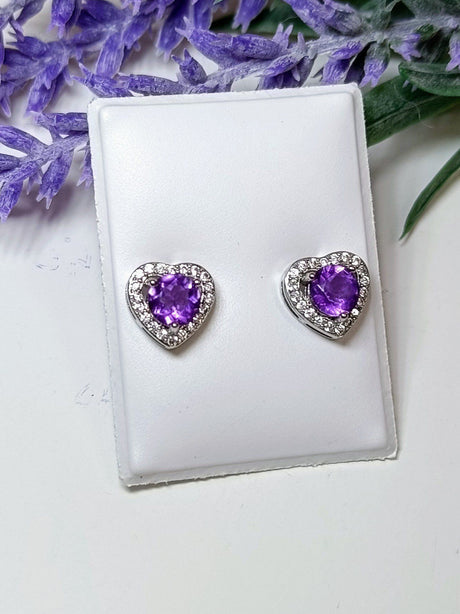 Pendientes corazón amatista 1