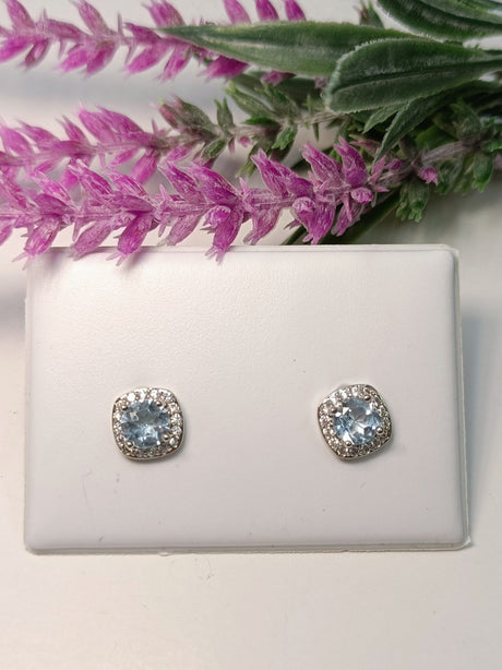 Pendientes cuadrado aguamarina 1