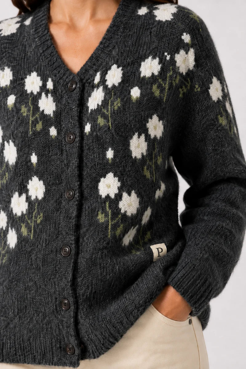 CHAQUETA PUNTO FLOR GRIS POUPEE CHIC