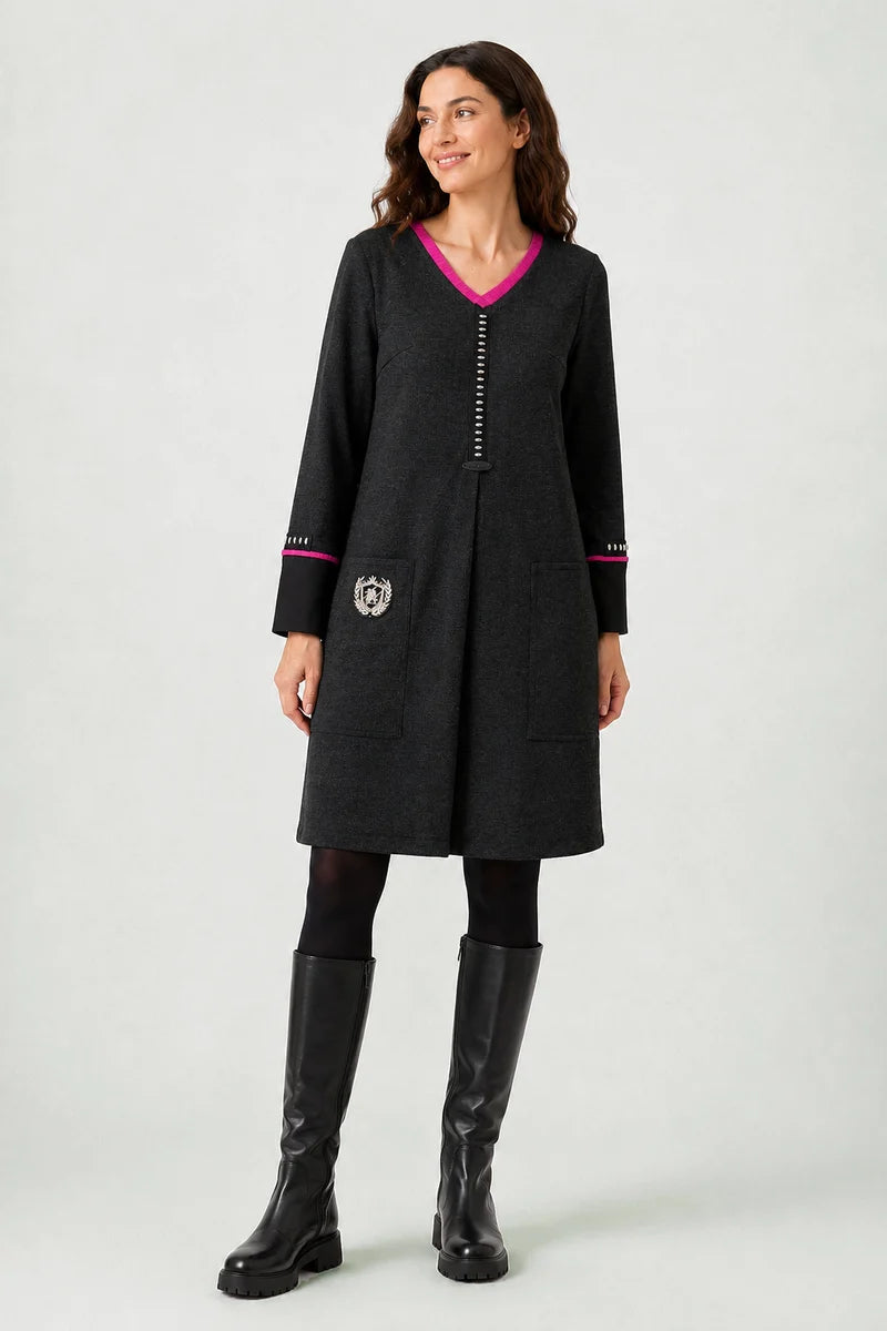 Vestido punto negro Poupee chic
