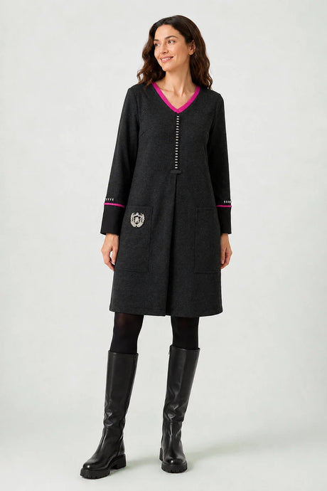 Vestido punto negro Poupee chic