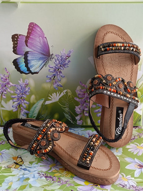 Sandalia etnica negra 1