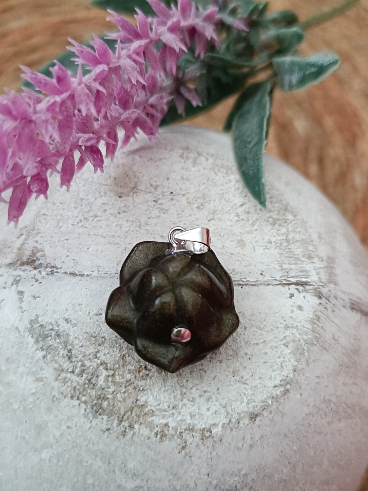 colgante obsidiana flor 1