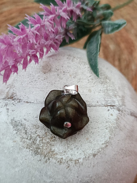 colgante obsidiana flor 1