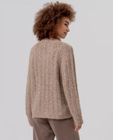 Jersey escote picoc con lentejuelas Beige Surkana