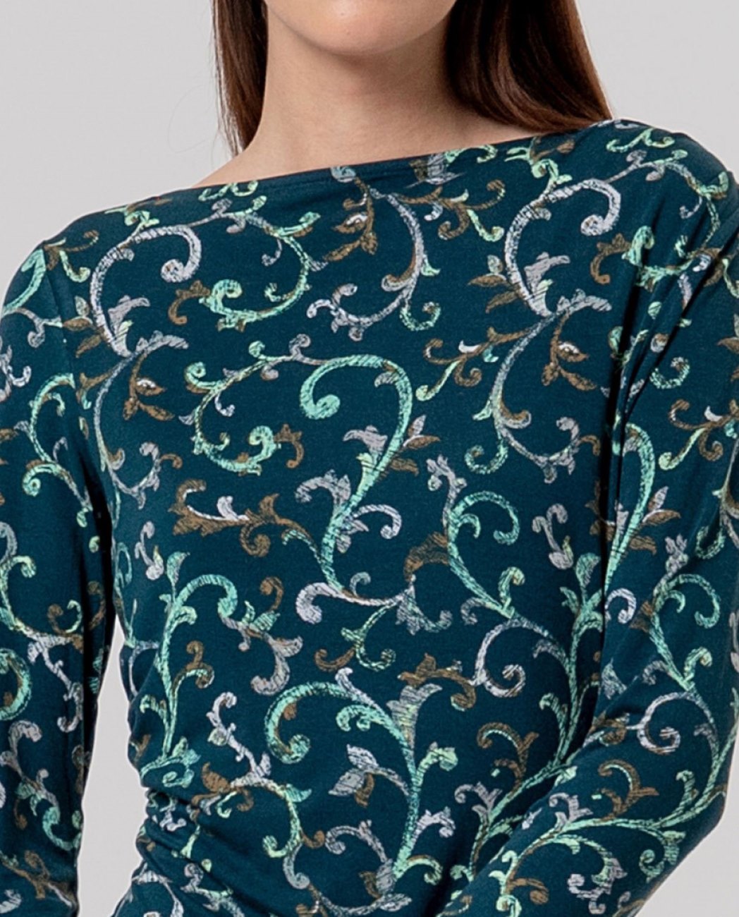 Camiseta cuello barca Verde Oscuro