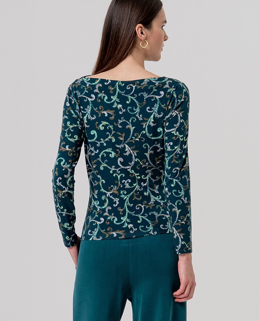 Camiseta cuello barca Verde Oscuro
