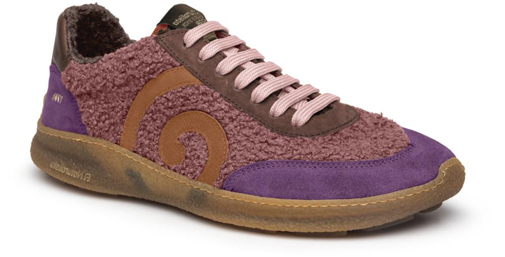 Zapatilla Barefoot modelo Oroel multimaterial Wine con borreguito 1