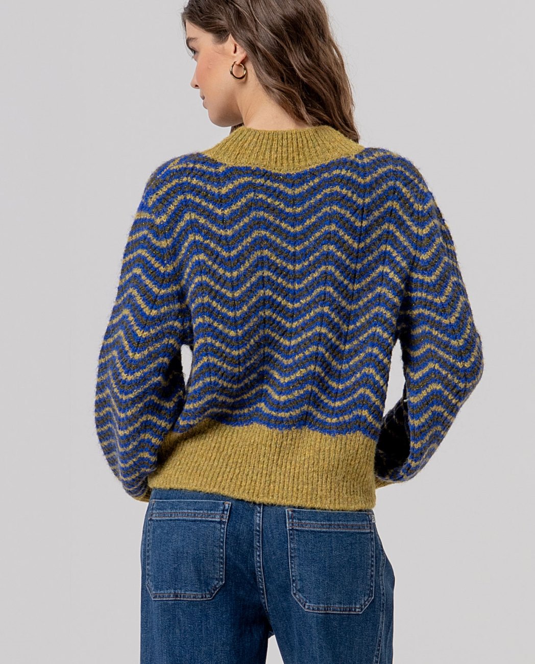 Jersey cuello perkins con ondas Verde Surkana