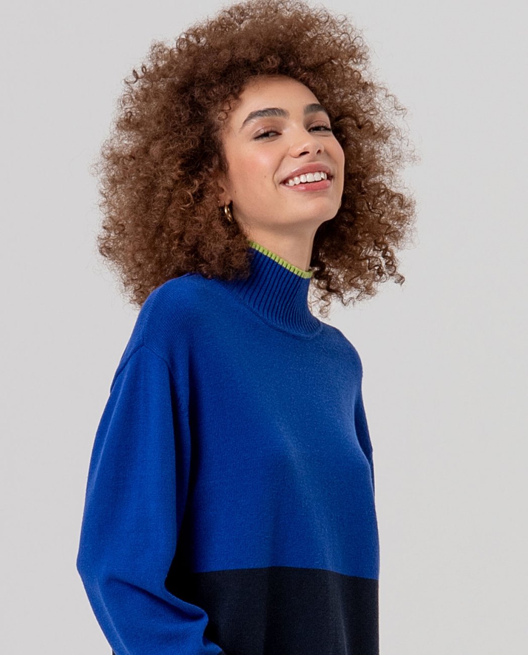 Jersey cuello perkins con contrastes Azul Cobalto Surkana