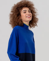 Jersey cuello perkins con contrastes Azul Cobalto Surkana