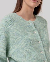 Cardigan cuello redondo con trenzas Verde Manzana Surkana