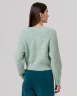 Cardigan cuello redondo con trenzas Verde Manzana Surkana