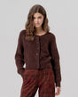 Cardigan cuello redondo con trenzas Chocolate