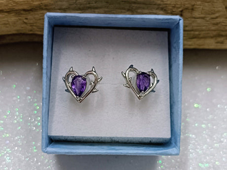 Pendientes corazón plata Amatista 1