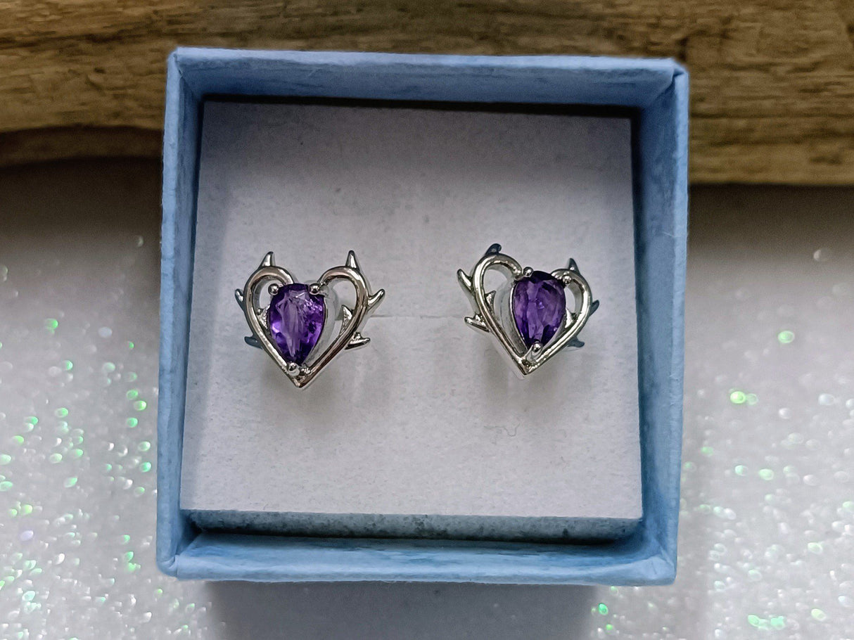 Pendientes corazón plata Amatista 1