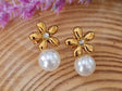 Pendientes acero perla flor 2
