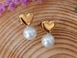 Pendientes corazón acero y perla 1