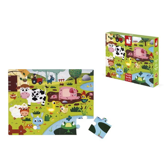PUZLE TÁCTIL "LOS ANIMALES DE LA GRANJA" 20 PZAS (JANOD) 1