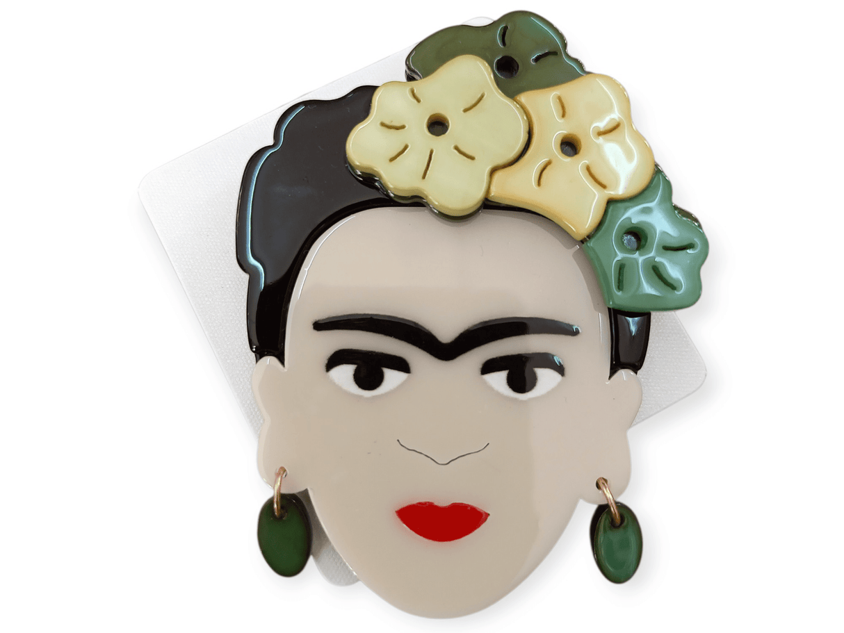 Broche Frida kalho verde 1