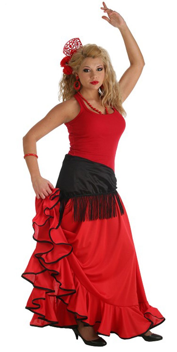 Disfraz Falda Rociera Roja Adulto 1