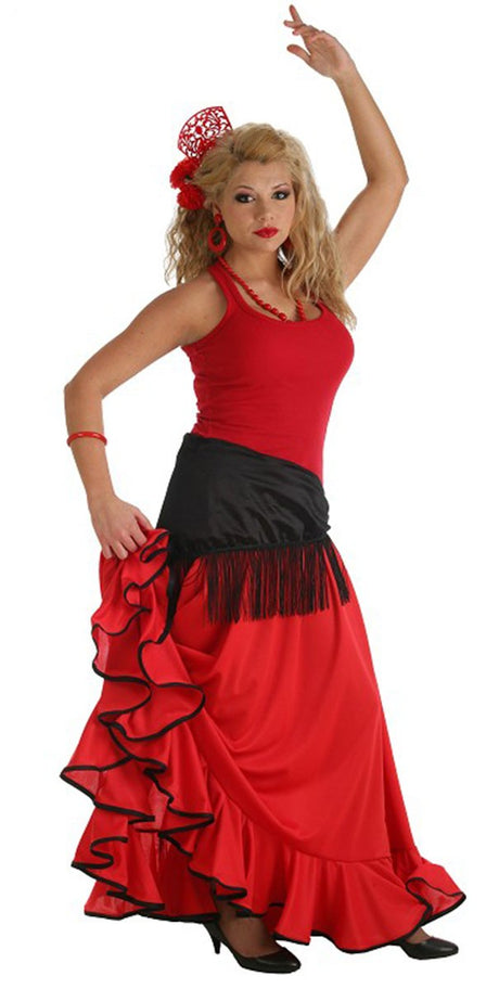 Disfraz Falda Rociera Roja Adulto 1