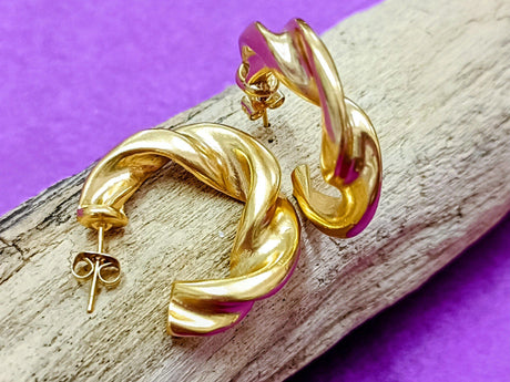 Pendientes aro dorado trenzado 1