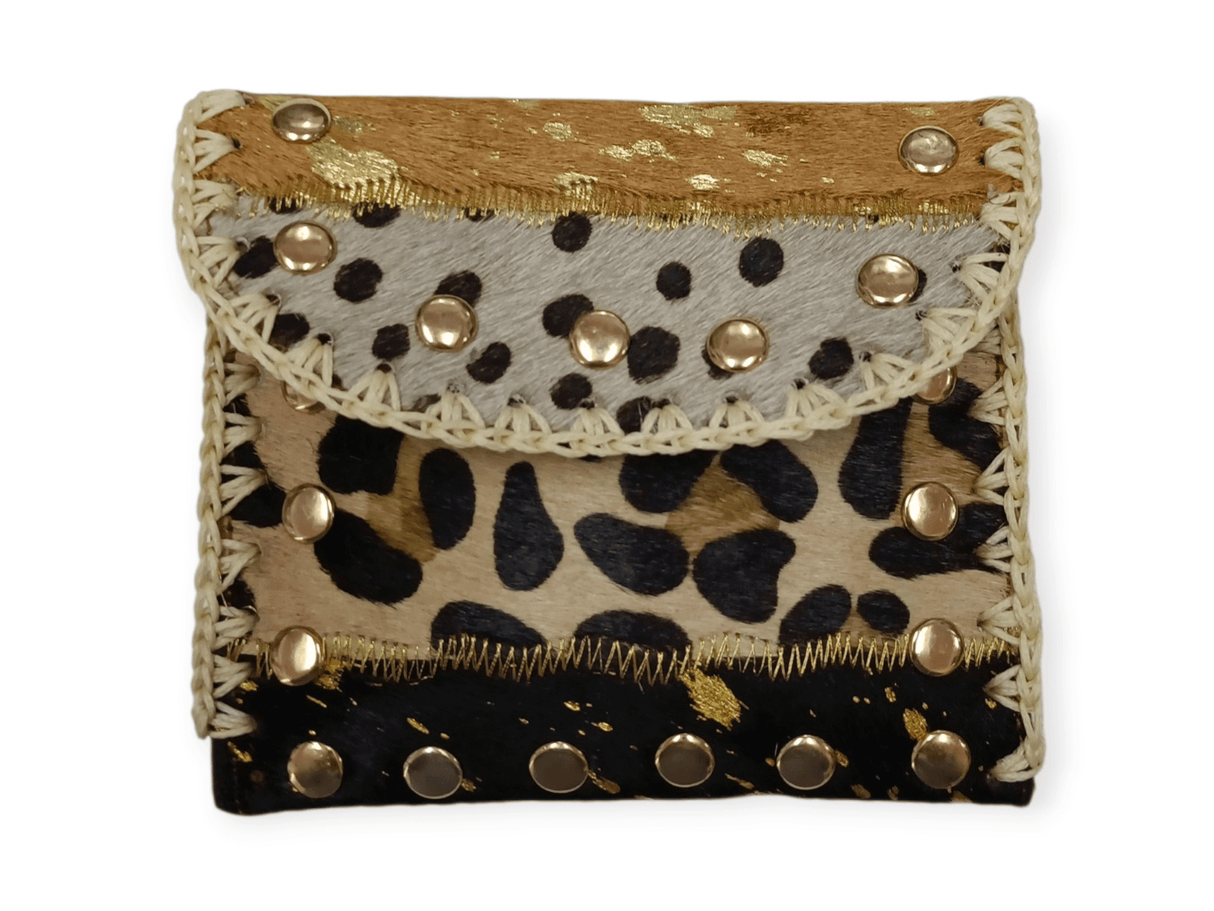 Monedero piel con pelo de potro animal print beigue 1