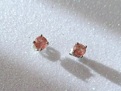 Pendientes cuarzo fresa cuadrados 1