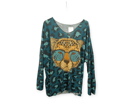 Camiseta tigre animal print verde azul 1