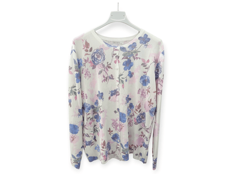 Chaqueta punto fino estampado de flores lilas 1
