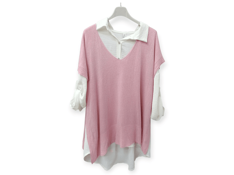 Camisa con chaleco de punto brillante 1