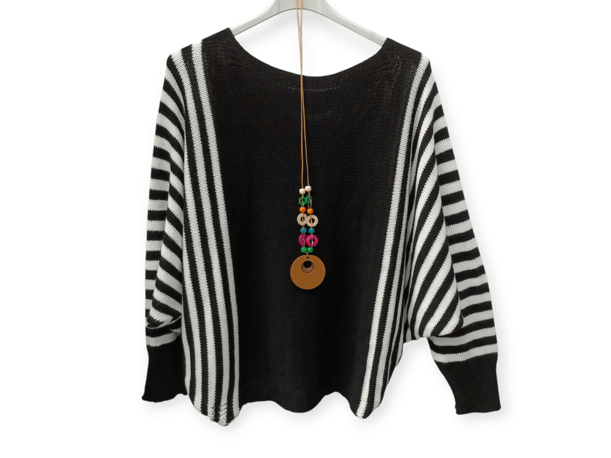 Jersey negro y blanco de rayas 1