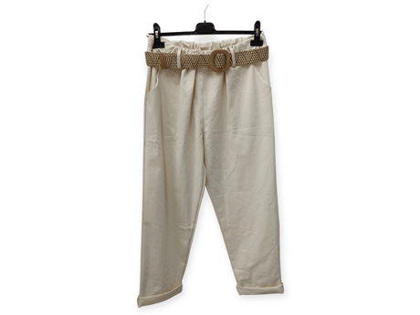 Pantalón con cinturón confort tejido elástico 2