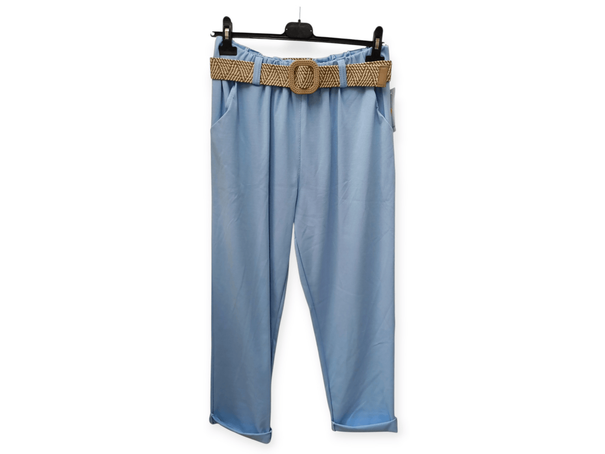 Pantalón con cinturón confort tejido elástico 3