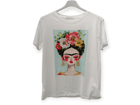 Camiseta Frida flores brillantes 1