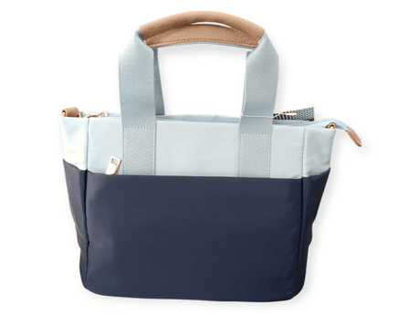 Bolso bicolor con asa y correa 1