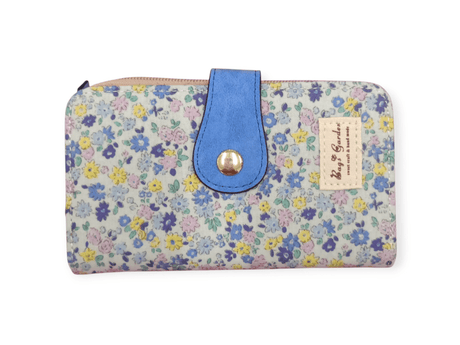 Cartera monedero tarjetero flores azules 1