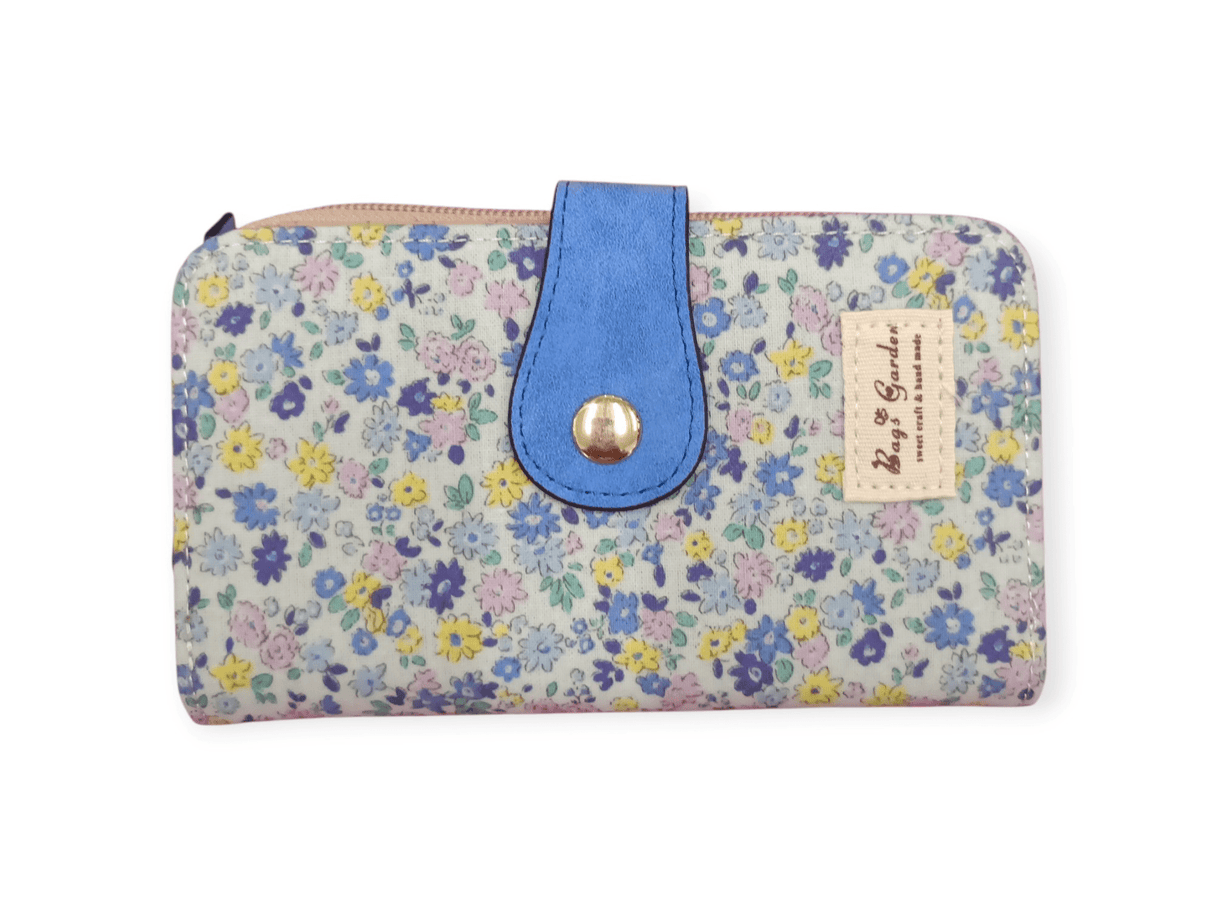 Cartera monedero tarjetero flores azules 1