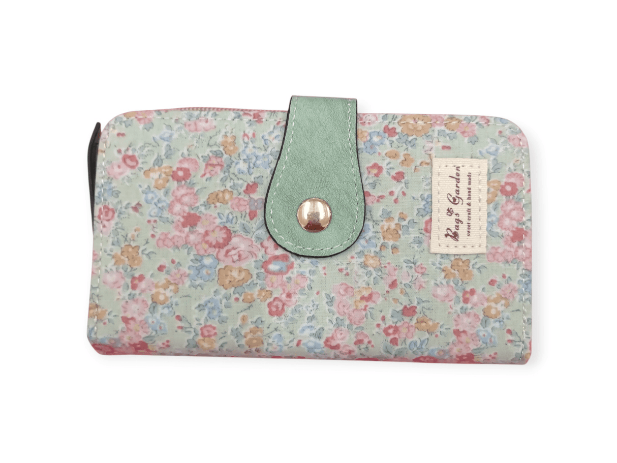 Cartera monedero tarjetero flores verdes 1