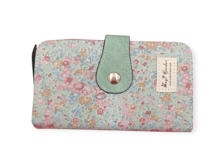Cartera monedero tarjetero flores verdes 1