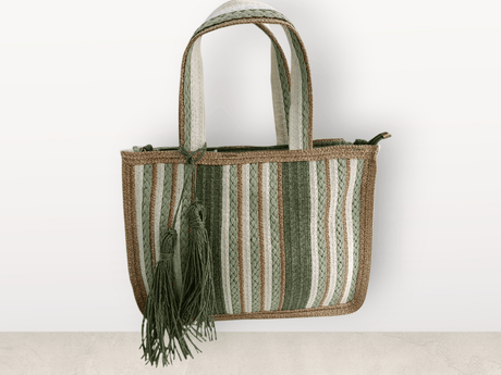 Bolso verano colores verdes y beises 1