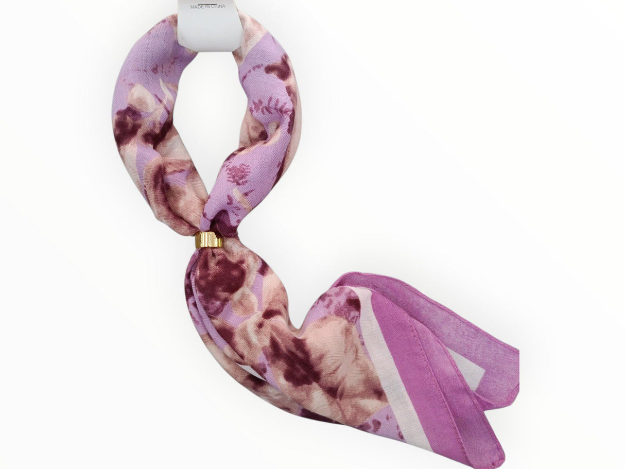 Pañuelo de cuello lila flores 1