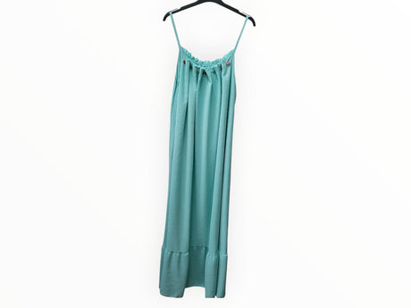 Vestido turquesa de tiras con piedras 1