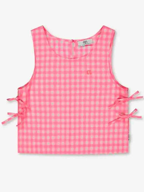 BLUSA CUADROS VICHY ROSA ÁCIDO CHICA LE TEMPS DES CERICES 1