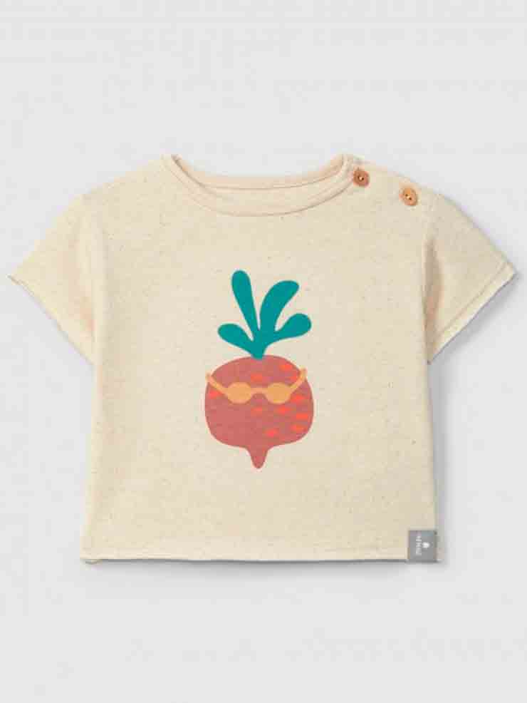 CAMISETA BEIGE MANGA CORTA DIBUJO BEBÉ UNISEX SNUG 1