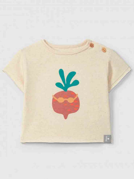 CAMISETA BEIGE MANGA CORTA DIBUJO BEBÉ UNISEX SNUG 1