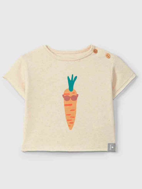 CAMISETA BEIGE MANGA CORTA ZANAHORIA BEBÉ UNISEX SNUG 1